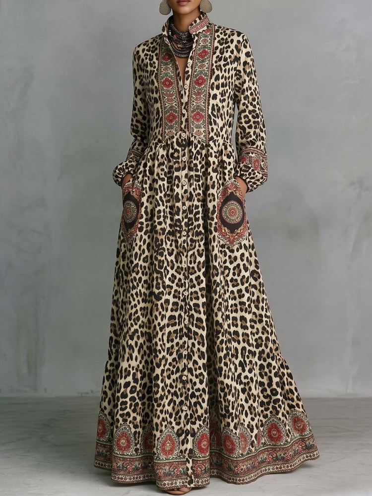 Ethnic Fashion Wear - UOOZEE 2026 Vintage Ethnic Printed Leopard