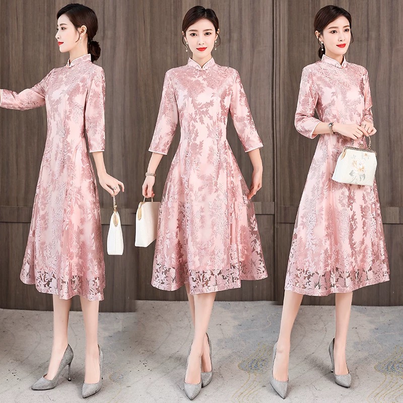 Ao Dai Vietnam Dress - Elegant Women Aodai Vietnam Cheongsam Oriental