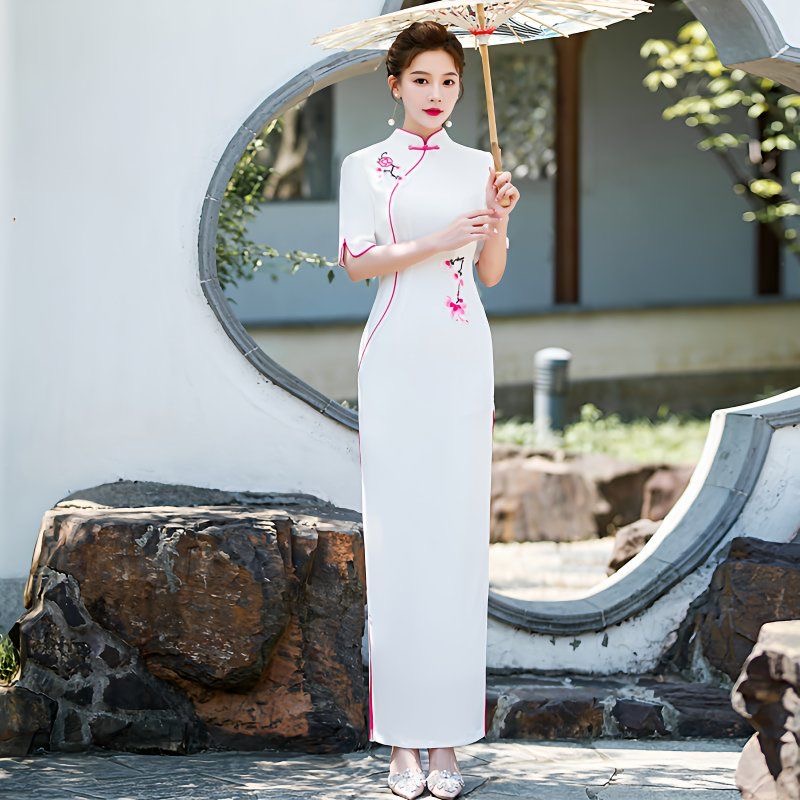 Ao Dai Vietnam Dress - Woman Aodai Vietnam Dress Short Sleeve