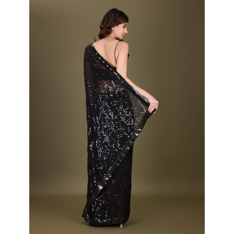 Women's Georgette Sequence Emb - Saree Georgette Women 评论和价格