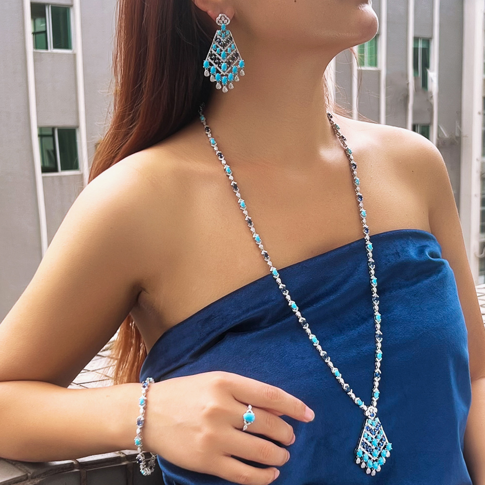 CWWZircons 4pcs Elegant Blue T - Ethnic Fashion Dubai 评论和价格