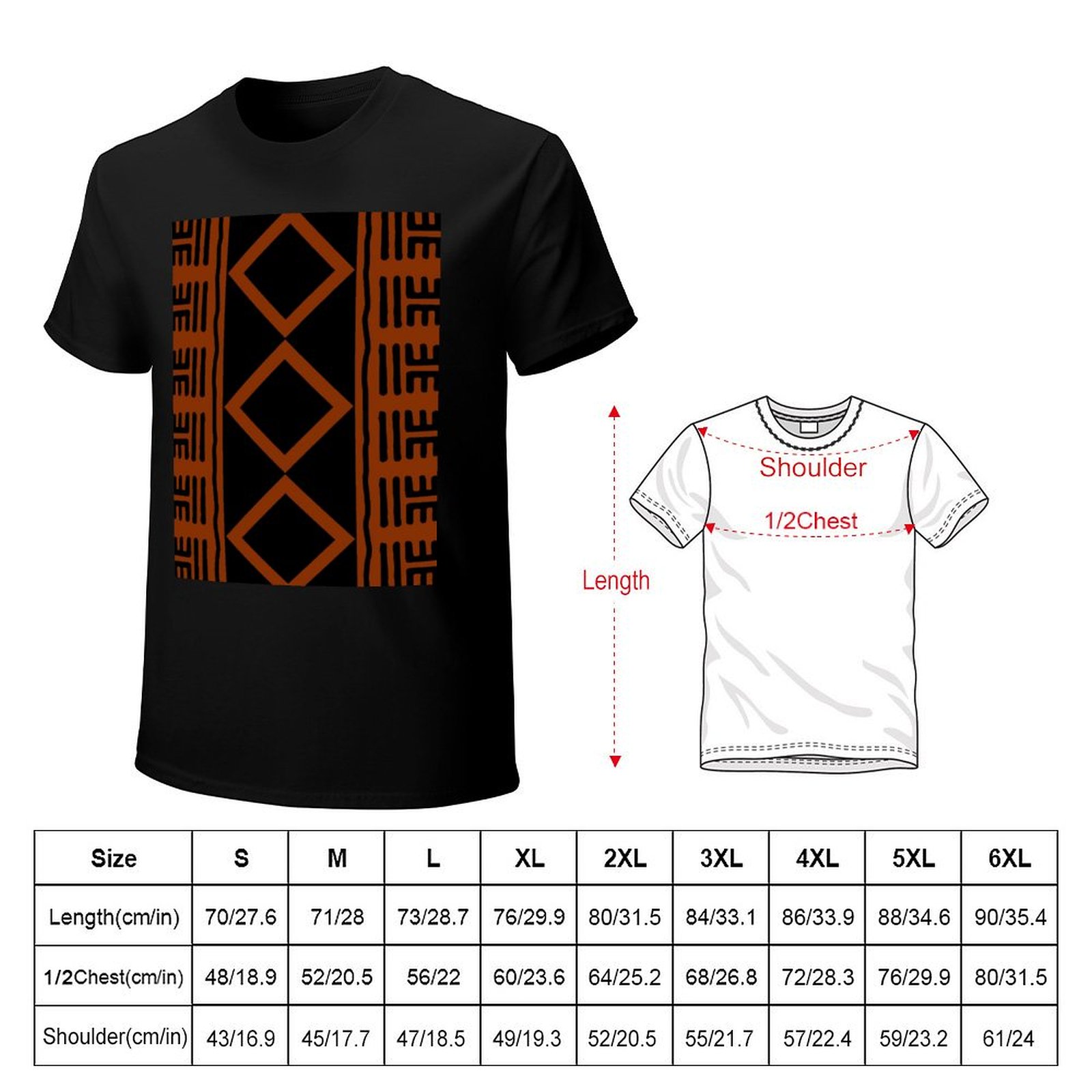 Rust Colored African Mudcloth  - Mudcloth Print Top 评论和价格