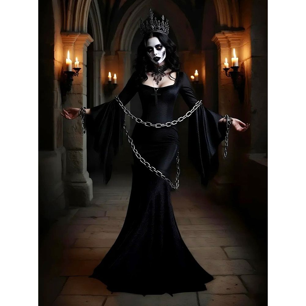 Gothic  Bat Witch Long Dress H - Ethnic Clothing & Online Fashion Store Khaadi Pk 评论和价格