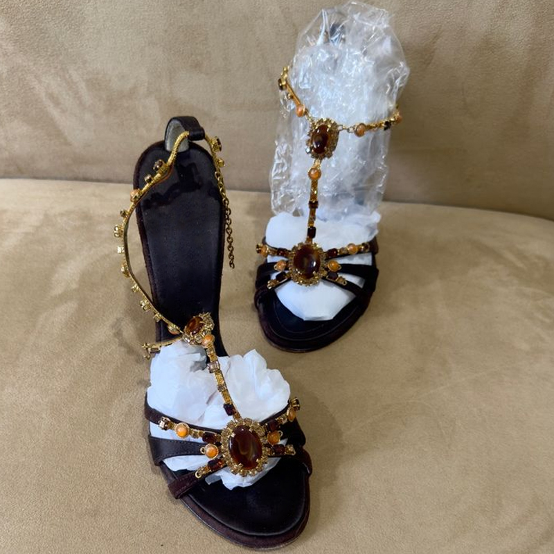 Rhinestone Open Toe Cross Stra - Ethnic Modern Fashion 评论和价格