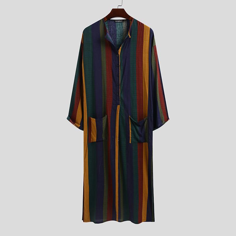 Men's Long Striped Printed Shi - Ethnic Wear Fashion Designer 评论和价格