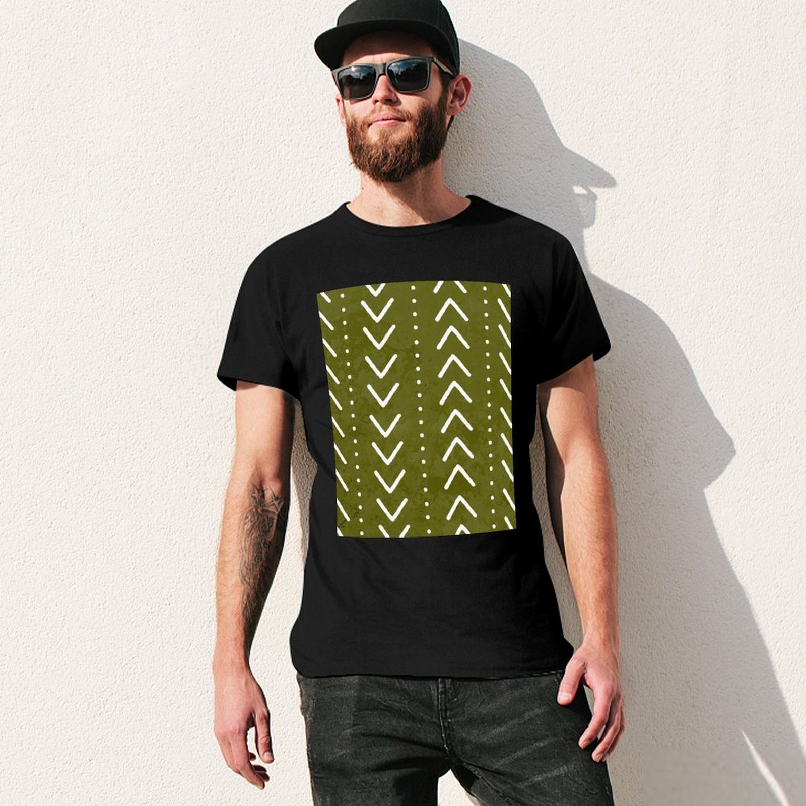 Olive Green Mudcloth Arrows Pa - Mudcloth Print Top 评论和价格