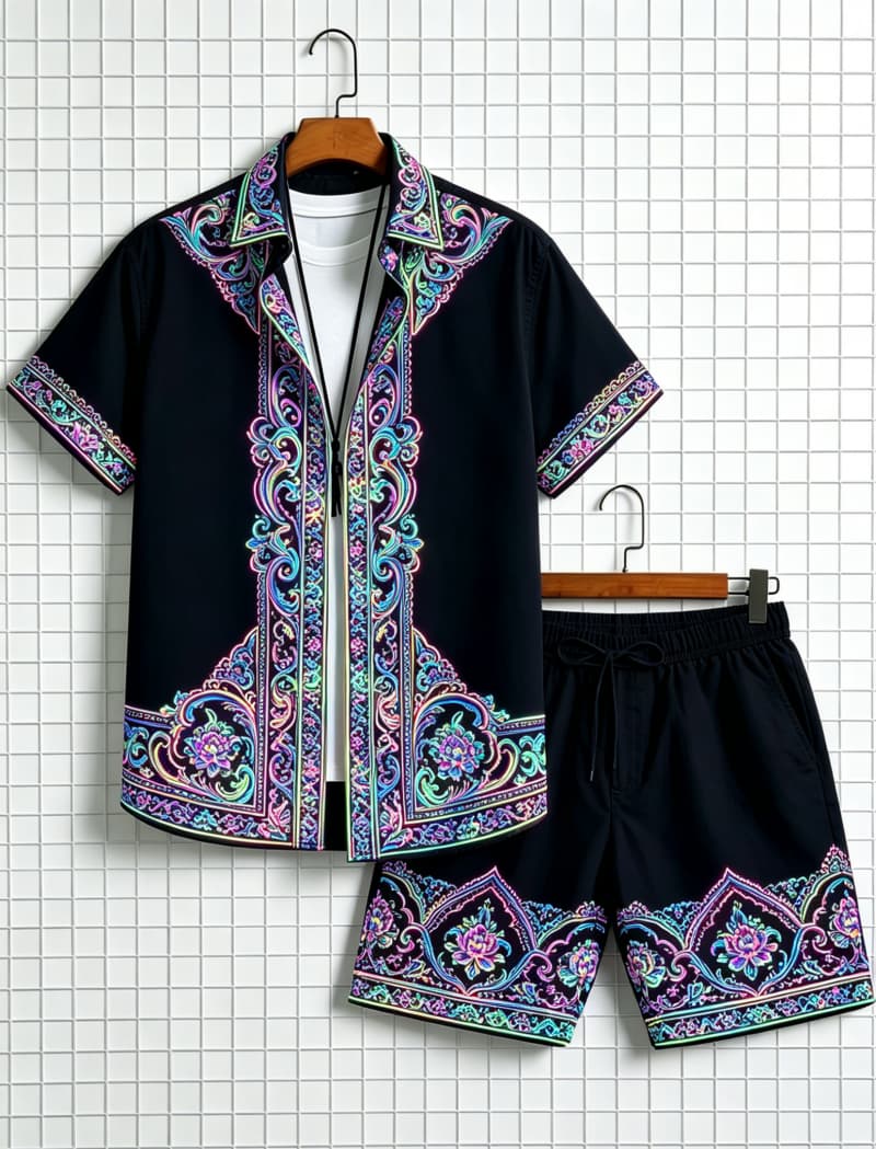 Men's ethnic border printed sh - Ethnic Fashion 评论和价格