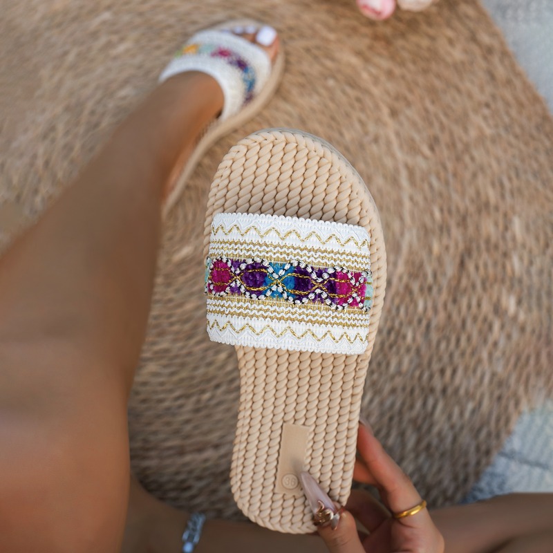 Women Slippers Outdoor Flat De - Ethnic Modern Fashion 评论和价格
