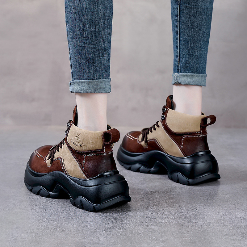 6cm Genuine Leather Wedge Fash - Ethnic Fashion 评论和价格